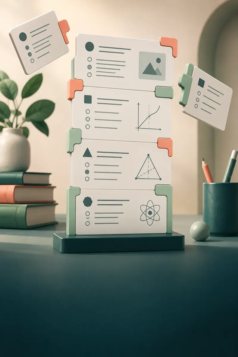 Exam builder — original LearningP feature illustration